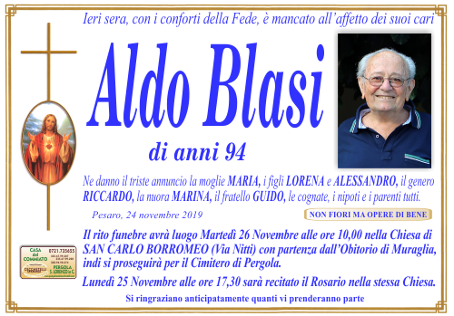 manifesto funebre di Blasi Aldo