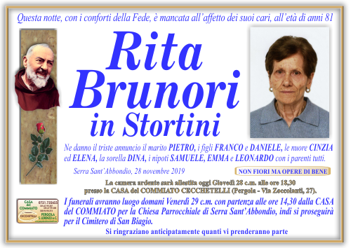 manifesto funebre di Brunori Rita