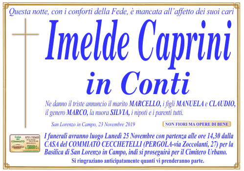 manifesto funebre di Caprini Imelde