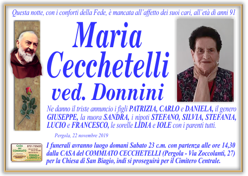 manifesto funebre di Cecchetelli Maria