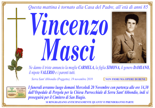 manifesto funebre di Masci Vincenzo