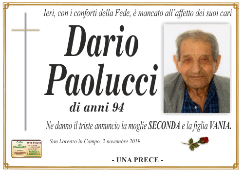 manifesto funebre di Paolucci Dario