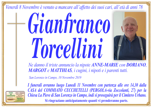 manifesto funebre di Torcellini Gianfranco
