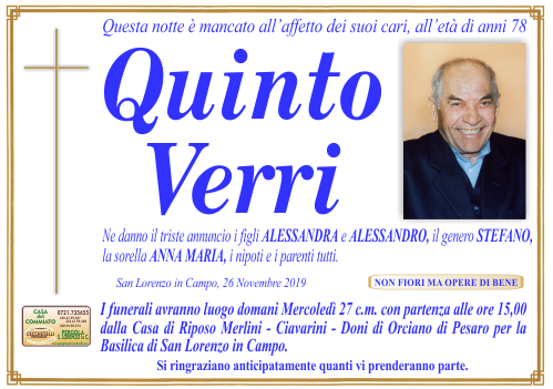 manifesto funebre di Verri Quinto
