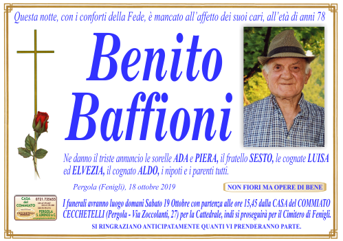 manifesto funebre di Baffioni Benito