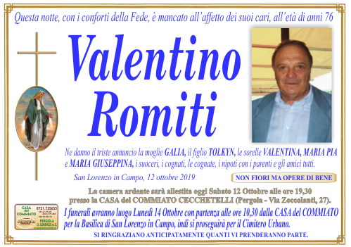 manifesto funebre di Romiti Valentino
