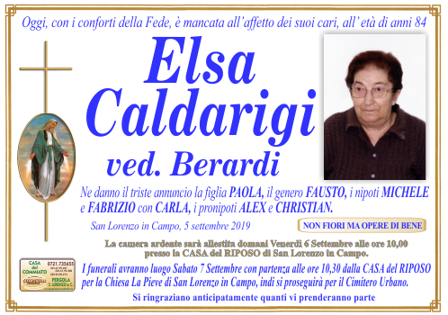 manifesto funebre di Caldarigi Elsa
