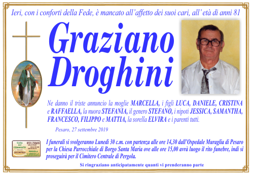 manifesto funebre di Droghini Graziano
