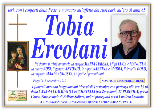 manifesto funebre di Ercolani Tobia