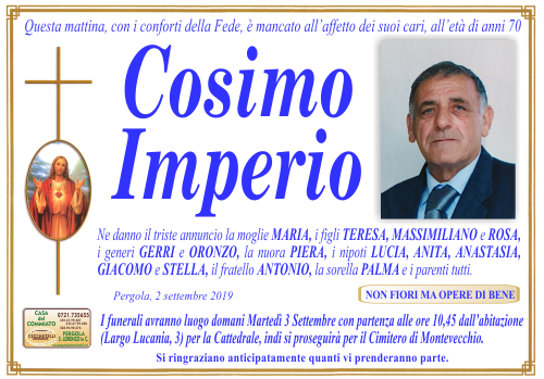 manifesto funebre di Imperio Cosimo