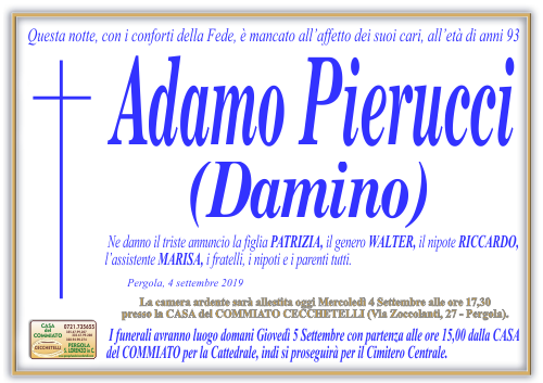 manifesto funebre di Pierucci Adamo