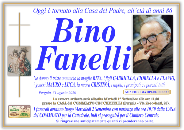 manifesto funebre di Fanelli Bino