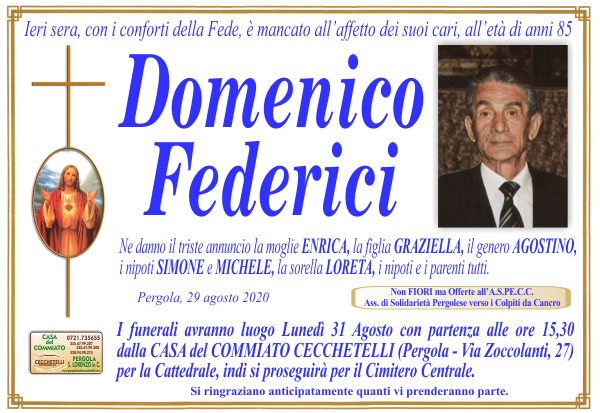 manifesto funebre di Federici Domenico