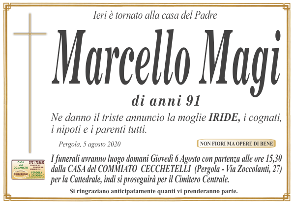 manifesto funebre di Magi Marcello
