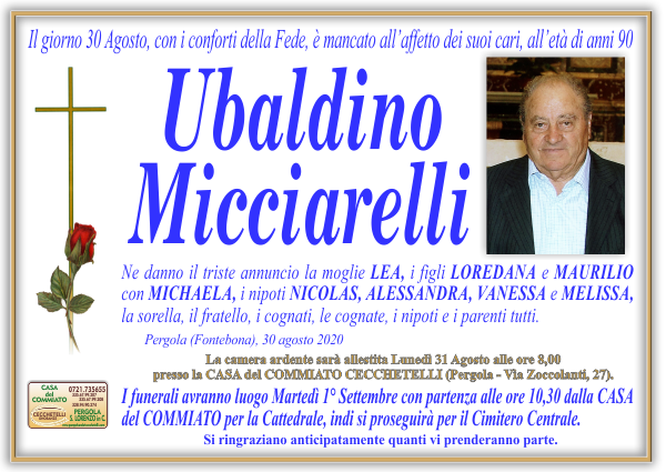 manifesto funebre di Micciarelli Ubaldino