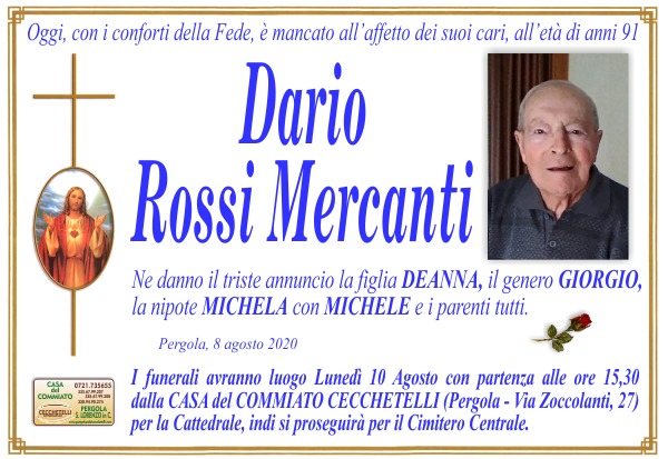 manifesto funebre di Rossi Mercanti Dario
