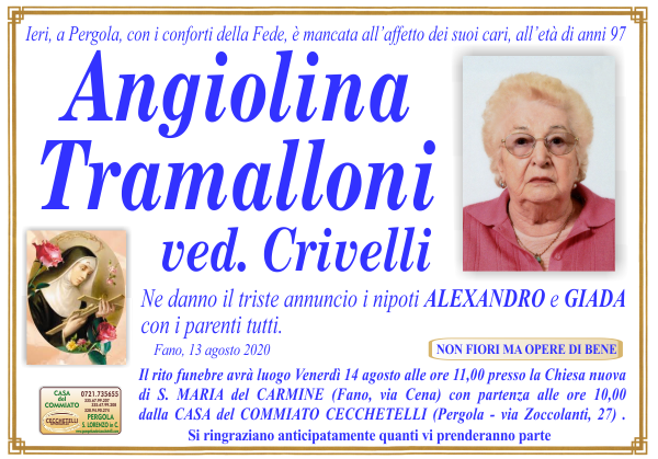 manifesto funebre di Tramalloni Angiolina
