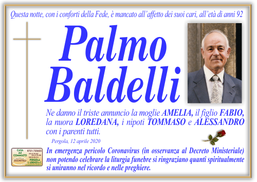 manifesto funebre di Baldelli Palmo