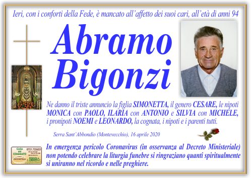manifesto funebre di Bigonzi Abramo