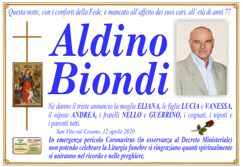 manifesto funebre di Biondi Aldino