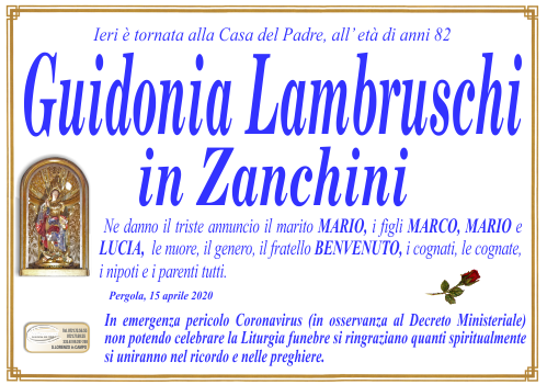 manifesto funebre di Lambruschi Guidonia