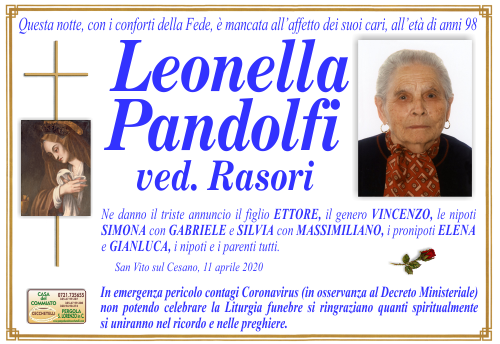manifesto funebre di Pandolfi Leonella