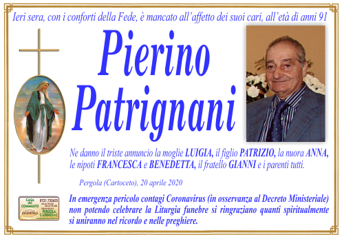 manifesto funebre di Patrignani Pierino