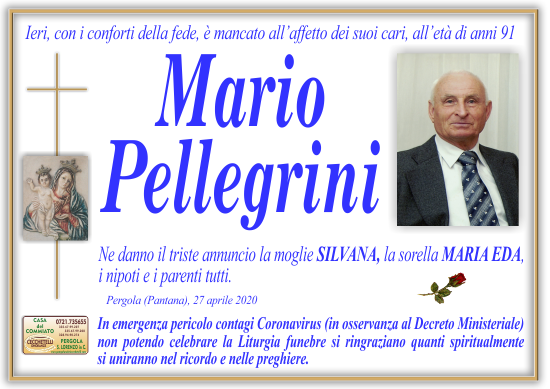 manifesto funebre di Pellegrini Mario