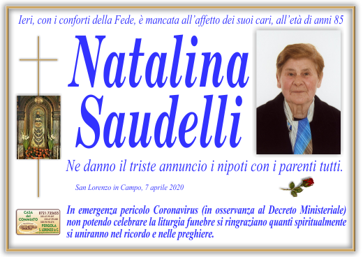 manifesto funebre di Saudelli Natalina