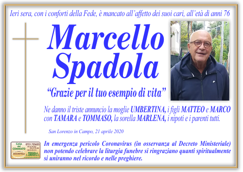 manifesto funebre di Spadola Marcello