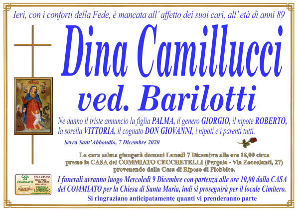 manifesto funebre di Camillucci Dina