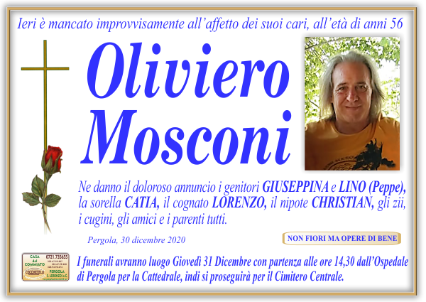 manifesto funebre di Mosconi Oliviero