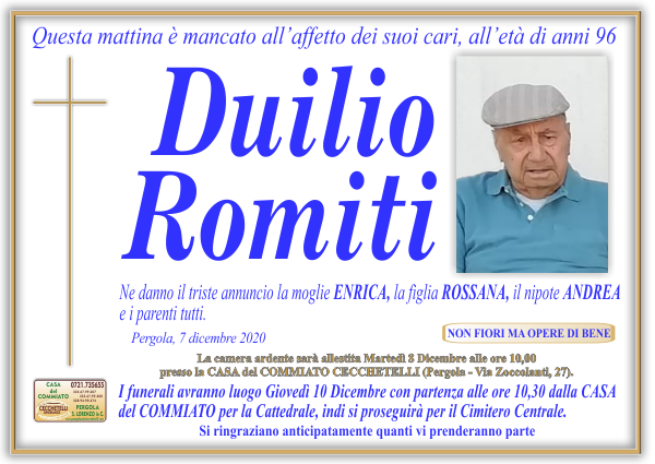manifesto funebre di Romiti Duilio