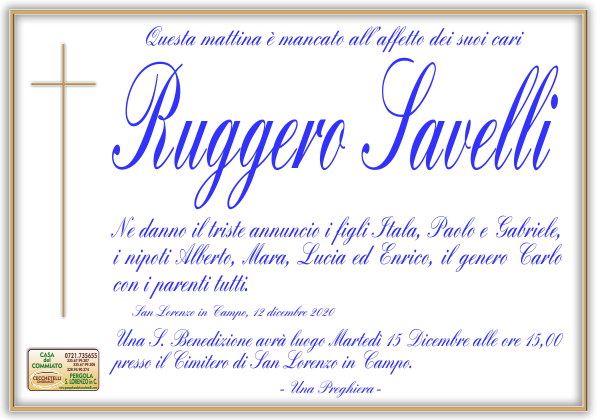 manifesto funebre di Savelli Ruggero