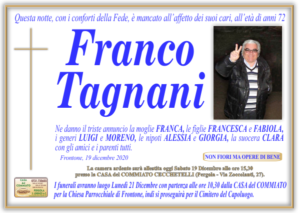 manifesto funebre di Tagnani Franco