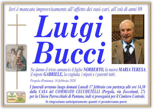 manifesto funebre di Bucci Luigi