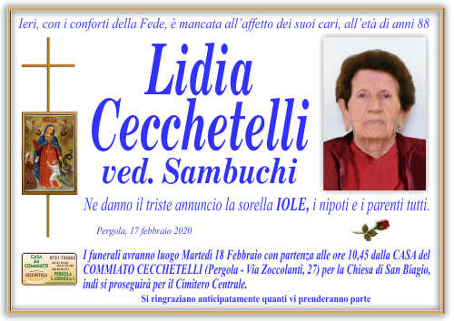 manifesto funebre di Cecchetelli Lidia