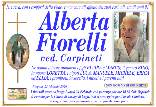 manifesto funebre di Fiorelli Alberta
