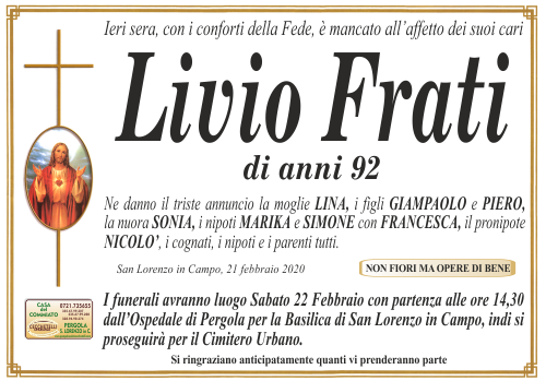 manifesto funebre di Frati Livio