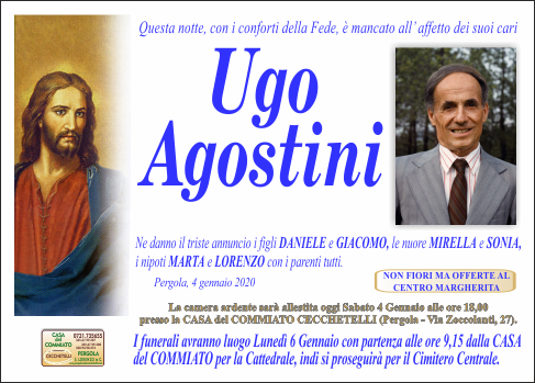 manifesto funebre di Agostini Ugo