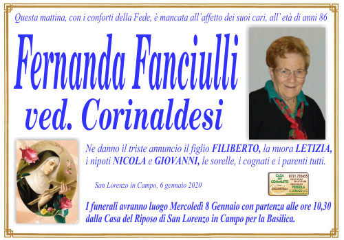 manifesto funebre di Fanciulli Fernanda