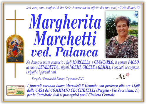 manifesto funebre di Marchetti Margherita