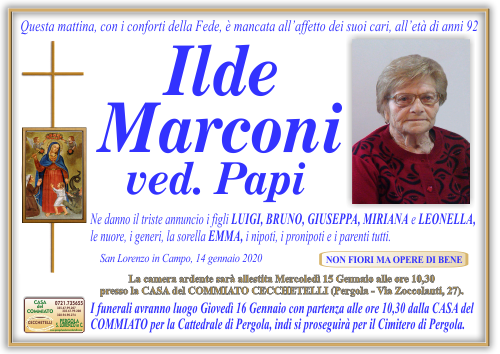 manifesto funebre di Marconi Ilde