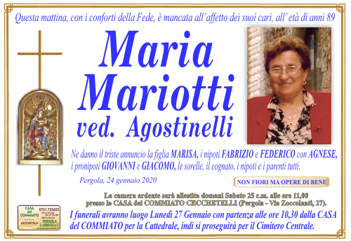 manifesto funebre di Mariotti Maria