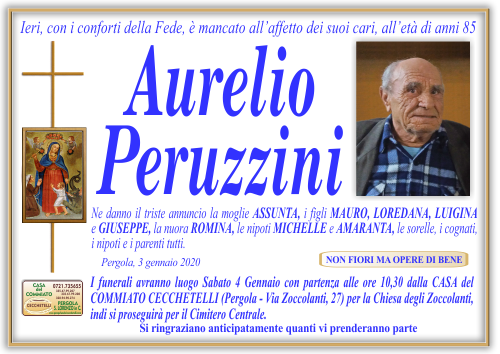 manifesto funebre di Peruzzini Aurelio