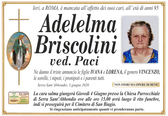 manifesto funebre di Briscolini Adelelma