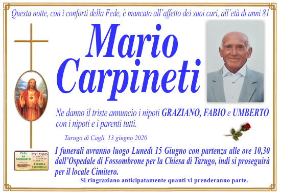 manifesto funebre di Carpineti Mario