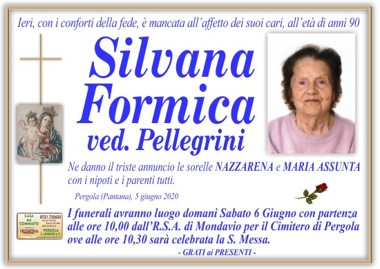 manifesto funebre di Formica Silvana