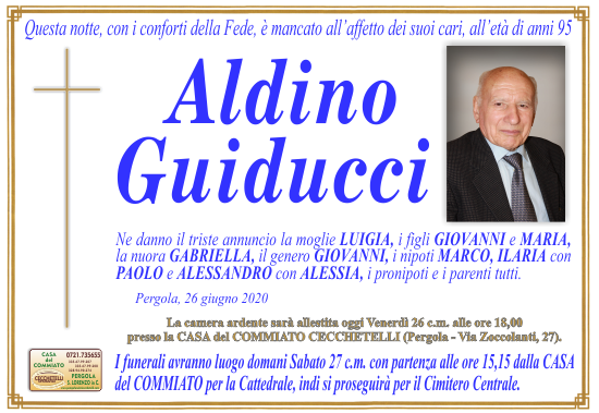 manifesto funebre di Guiducci Aldino