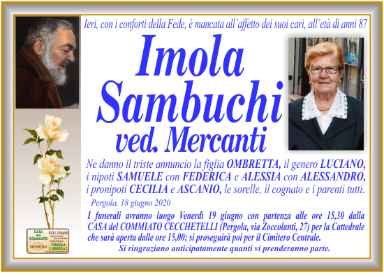 manifesto funebre di Sambuchi Imola